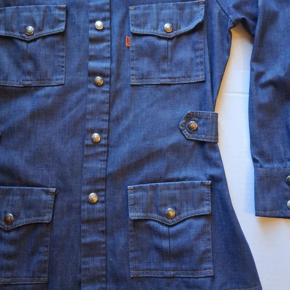 Vintage 1970'S Levi's Orange Tab Denim Field Jacket Sz M - Picture 3 of 10